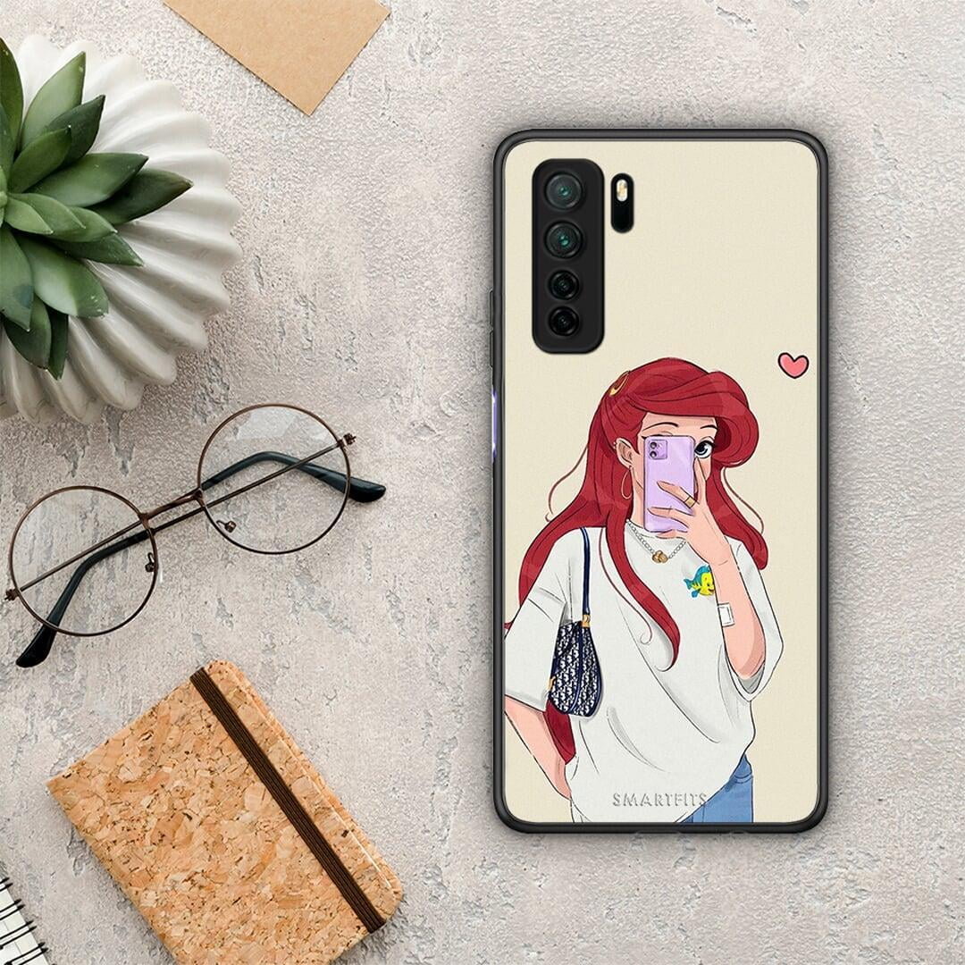 Θήκη Huawei P40 Lite 5G Walking Mermaid από τη Smartfits με σχέδιο στο πίσω μέρος και μαύρο περίβλημα | Huawei P40 Lite 5G Walking Mermaid Case with Colorful Back and Black Bezels