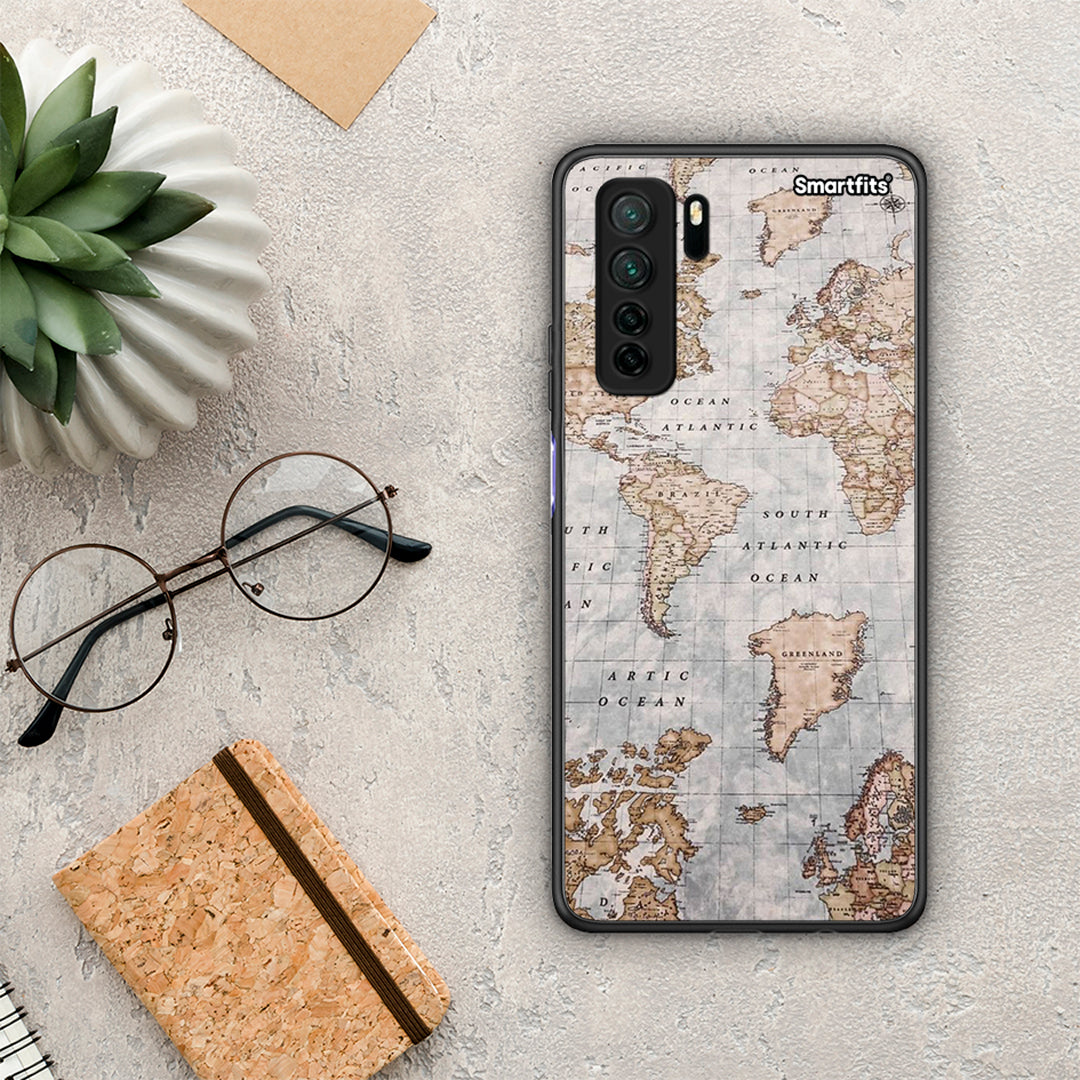 Θήκη Huawei P40 Lite 5G World Map από τη Smartfits με σχέδιο στο πίσω μέρος και μαύρο περίβλημα | Huawei P40 Lite 5G World Map Case with Colorful Back and Black Bezels
