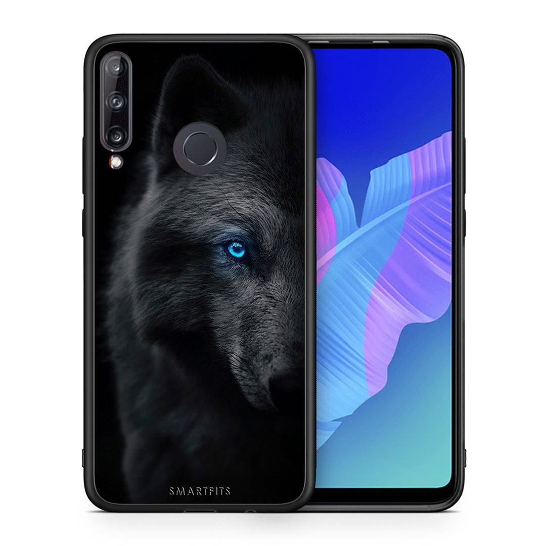 Θήκη Huawei P40 Lite E Dark Wolf από τη Smartfits με σχέδιο στο πίσω μέρος και μαύρο περίβλημα | Huawei P40 Lite E Dark Wolf case with colorful back and black bezels
