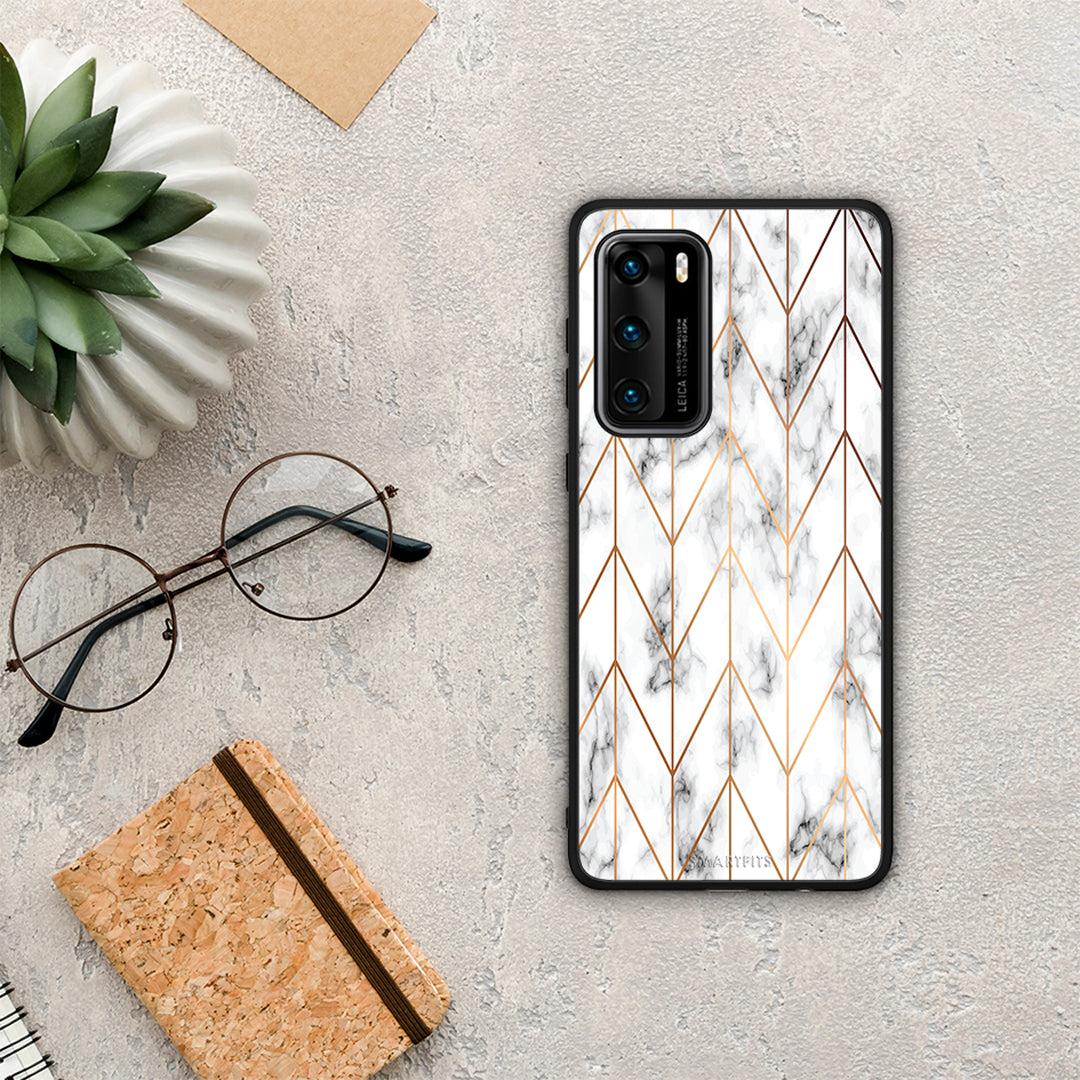Marble Gold Geometric - Huawei P40 θήκη
