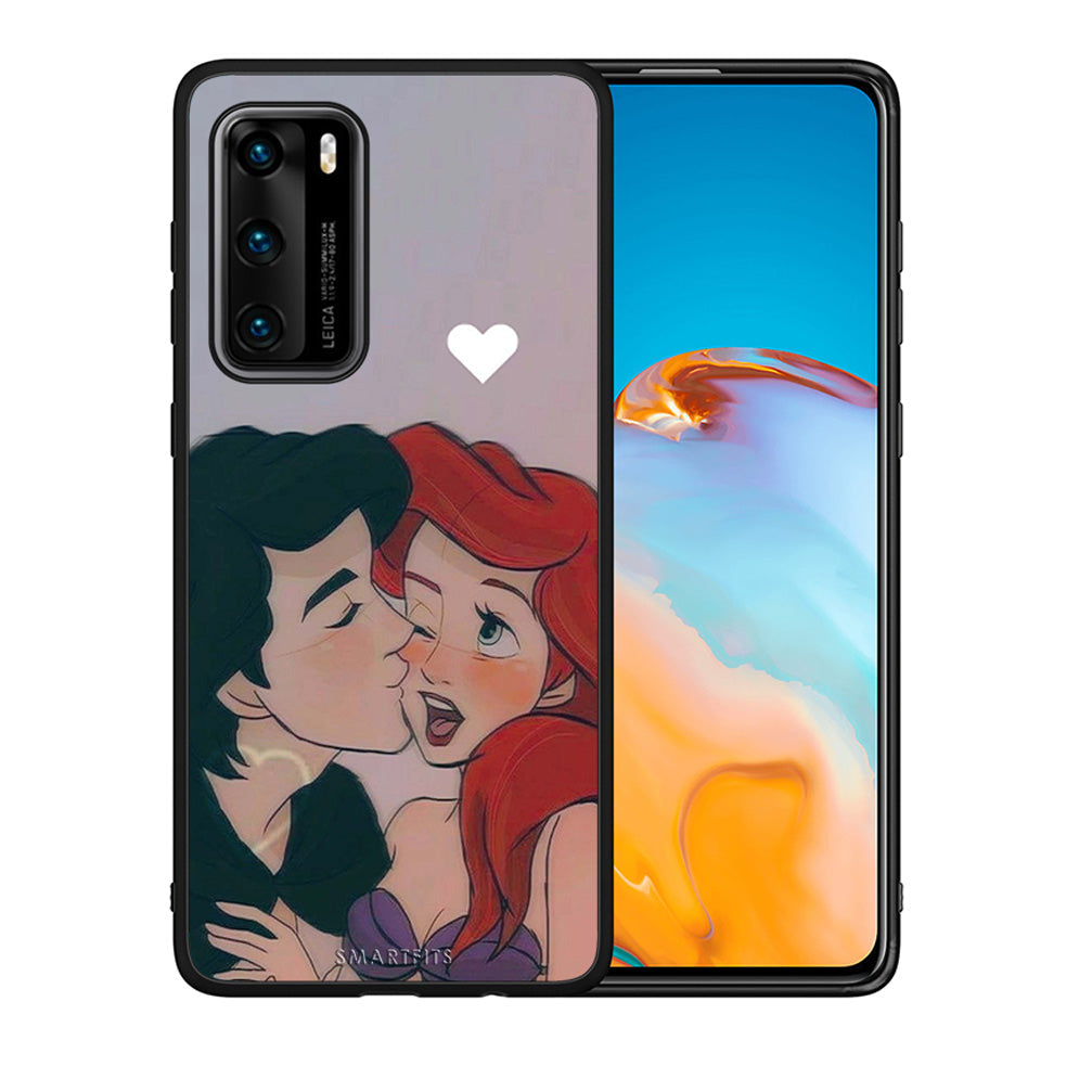 Θήκη Αγίου Βαλεντίνου Huawei P40 Mermaid Love από τη Smartfits με σχέδιο στο πίσω μέρος και μαύρο περίβλημα | Huawei P40 Mermaid Love case with colorful back and black bezels