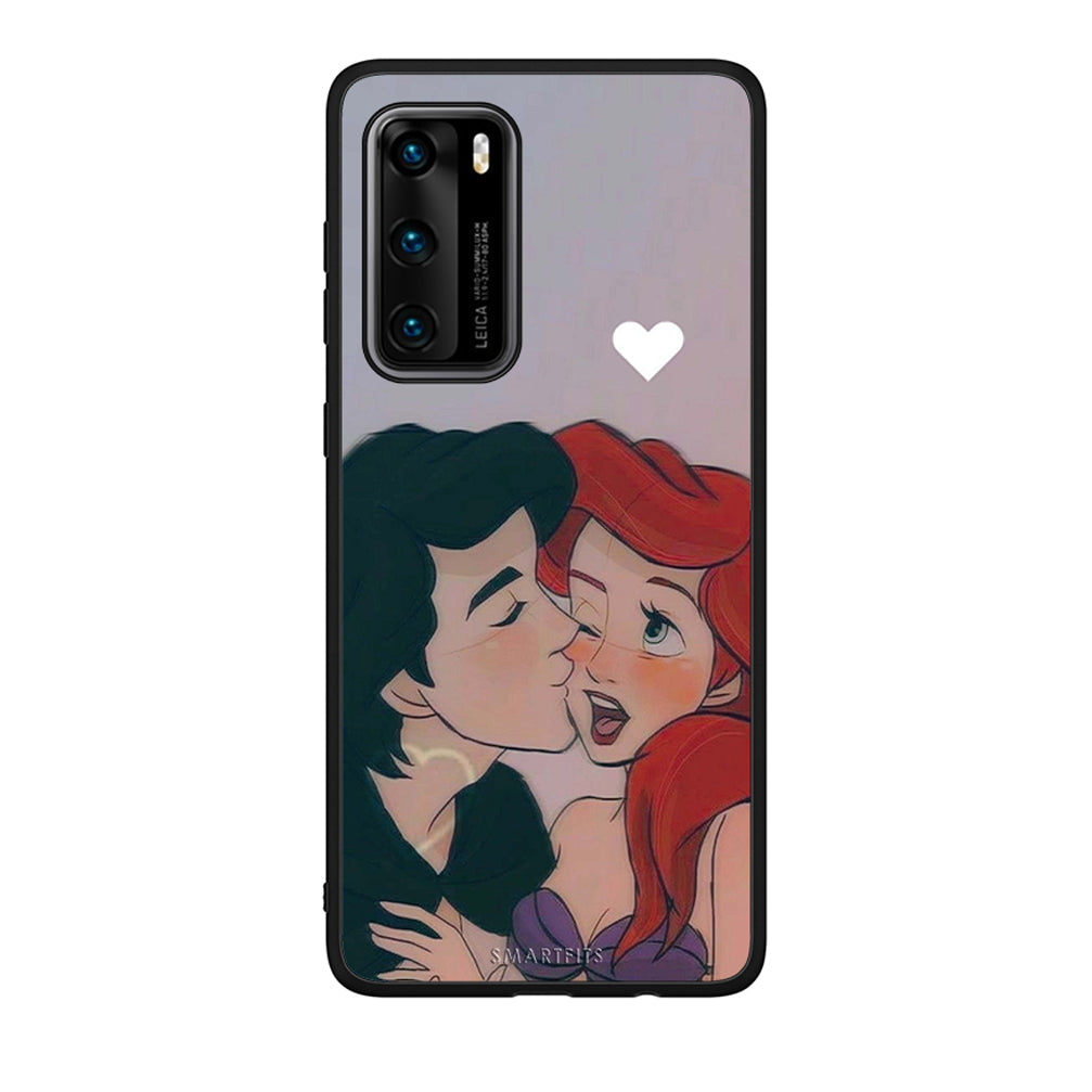 Huawei P40 Mermaid Love Θήκη Αγίου Βαλεντίνου από τη Smartfits με σχέδιο στο πίσω μέρος και μαύρο περίβλημα | Smartphone case with colorful back and black bezels by Smartfits