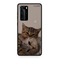 Thumbnail for Huawei P40 Pro Cats In Love Θήκη από τη Smartfits με σχέδιο στο πίσω μέρος και μαύρο περίβλημα | Smartphone case with colorful back and black bezels by Smartfits