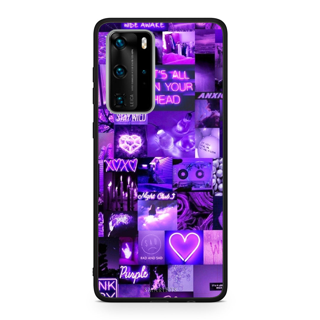 Huawei P40 Pro Collage Stay Wild Θήκη Αγίου Βαλεντίνου από τη Smartfits με σχέδιο στο πίσω μέρος και μαύρο περίβλημα | Smartphone case with colorful back and black bezels by Smartfits