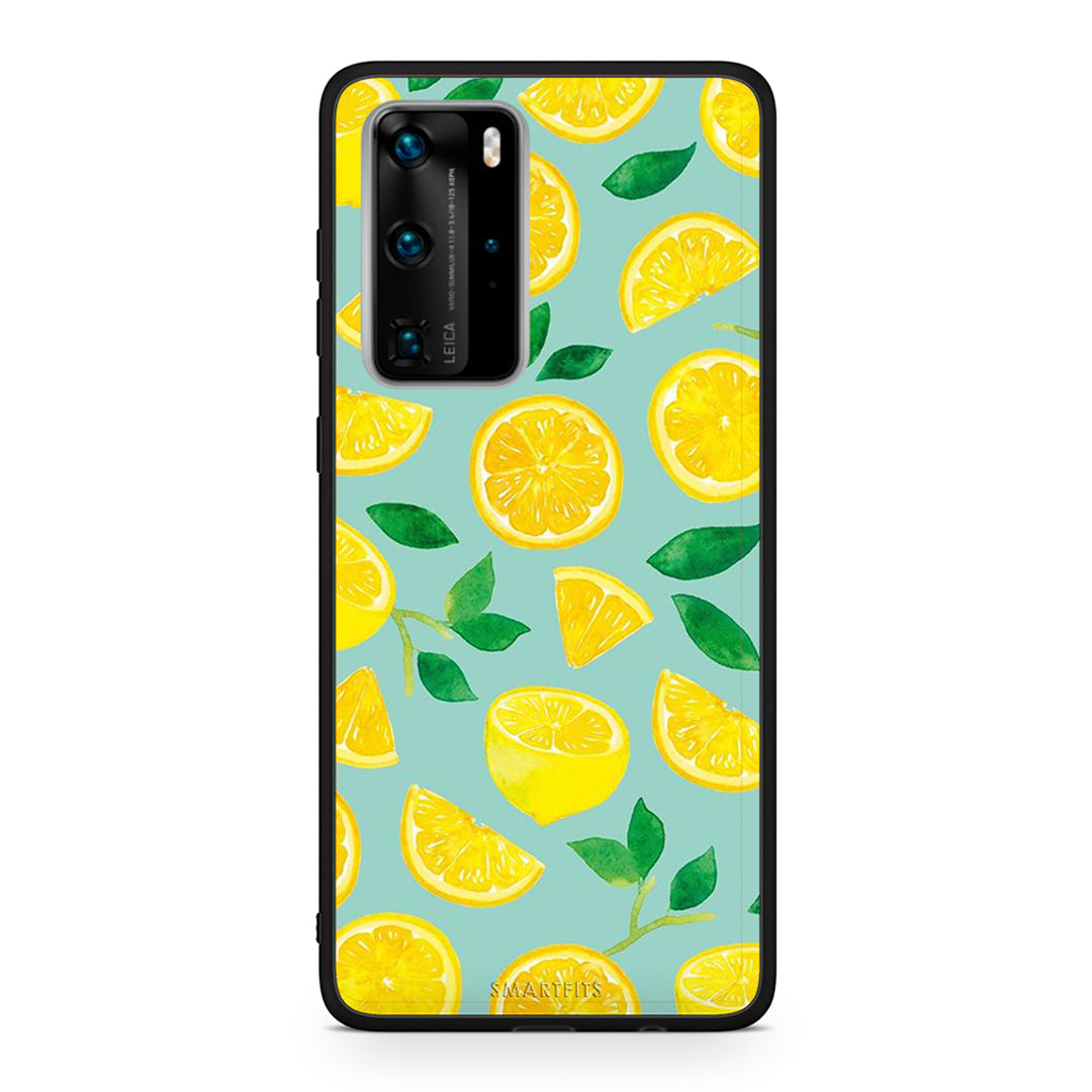 Huawei P40 Pro Lemons θήκη από τη Smartfits με σχέδιο στο πίσω μέρος και μαύρο περίβλημα | Smartphone case with colorful back and black bezels by Smartfits