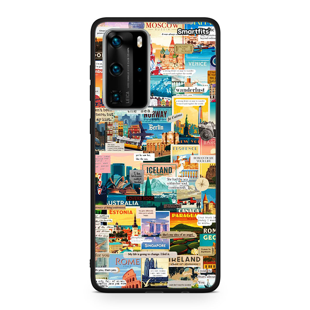 Huawei P40 Pro Live To Travel θήκη από τη Smartfits με σχέδιο στο πίσω μέρος και μαύρο περίβλημα | Smartphone case with colorful back and black bezels by Smartfits