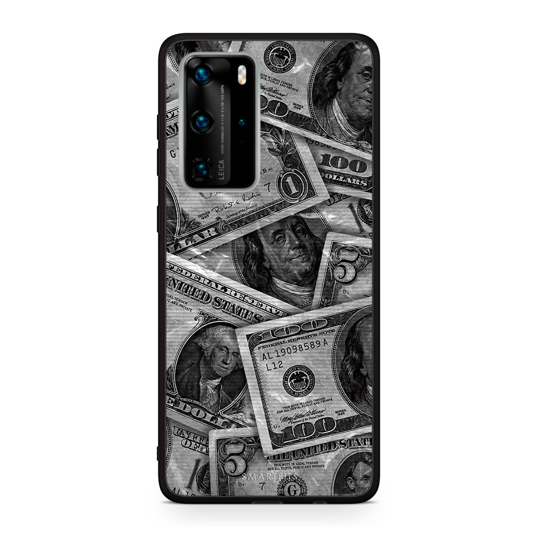 Huawei P40 Pro Money Dollars θήκη από τη Smartfits με σχέδιο στο πίσω μέρος και μαύρο περίβλημα | Smartphone case with colorful back and black bezels by Smartfits