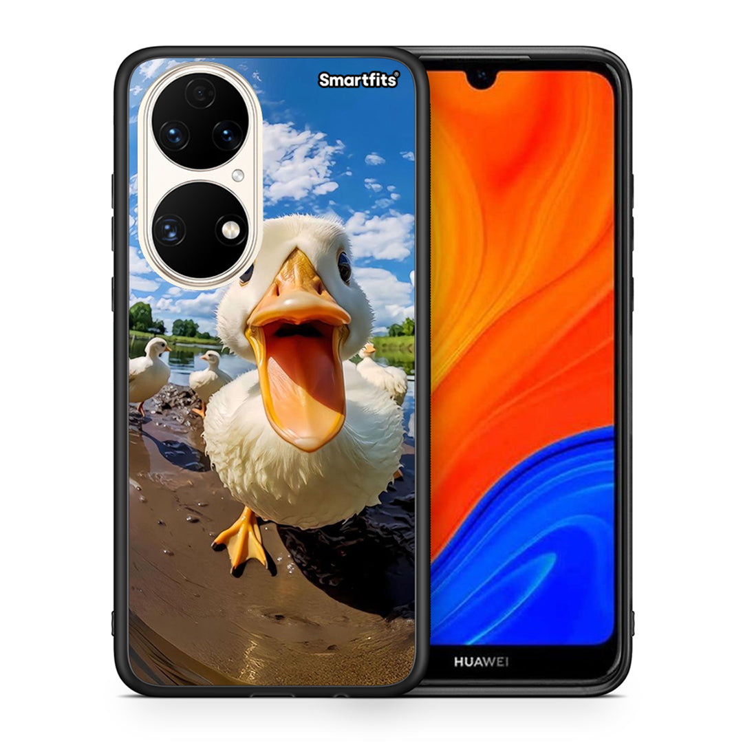 Θήκη Huawei P50 Duck Face από τη Smartfits με σχέδιο στο πίσω μέρος και μαύρο περίβλημα | Huawei P50 Duck Face case with colorful back and black bezels