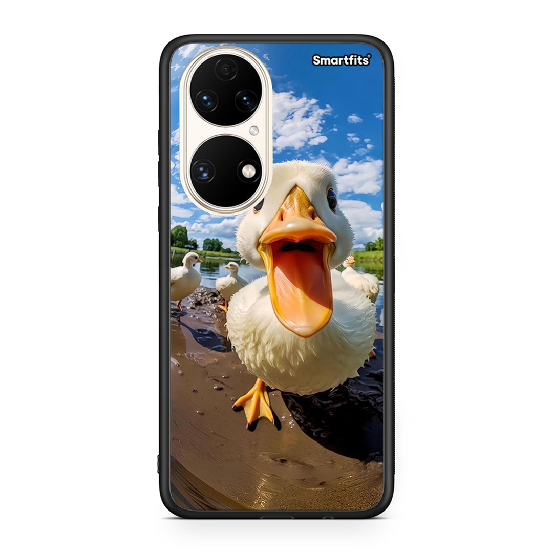Huawei P50 Duck Face θήκη από τη Smartfits με σχέδιο στο πίσω μέρος και μαύρο περίβλημα | Smartphone case with colorful back and black bezels by Smartfits