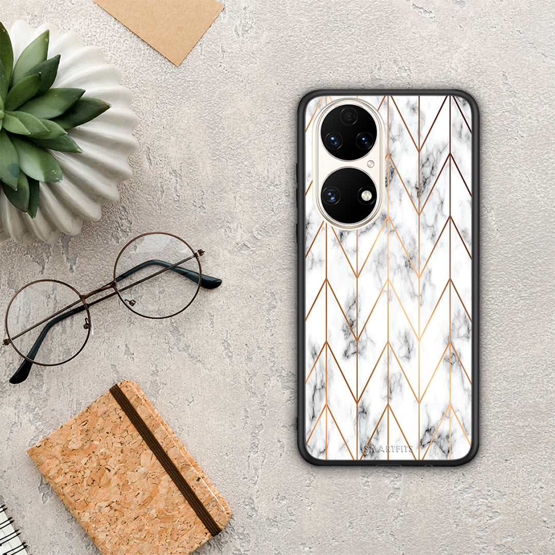 Marble Gold Geometric - Huawei P50 θήκη