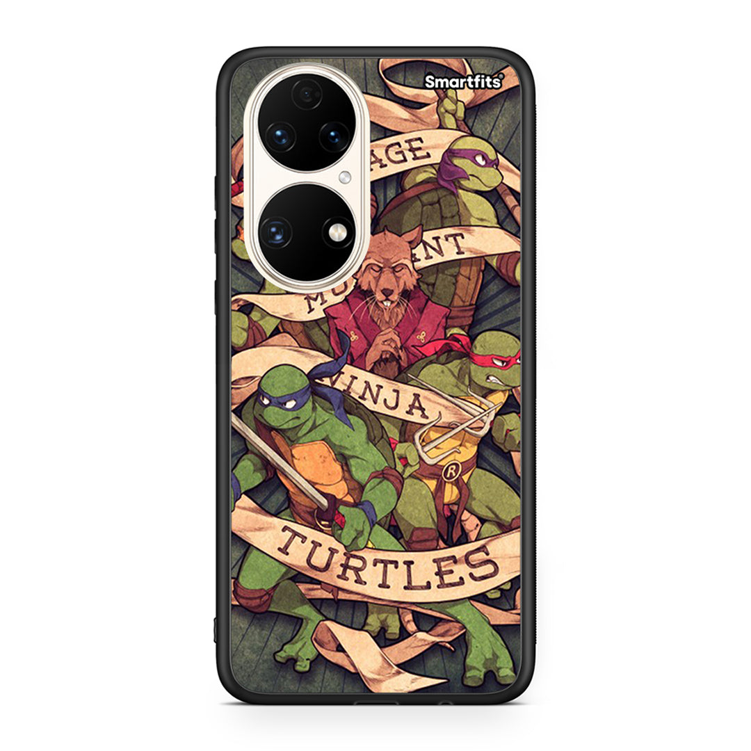 Huawei P50 Ninja Turtles θήκη από τη Smartfits με σχέδιο στο πίσω μέρος και μαύρο περίβλημα | Smartphone case with colorful back and black bezels by Smartfits