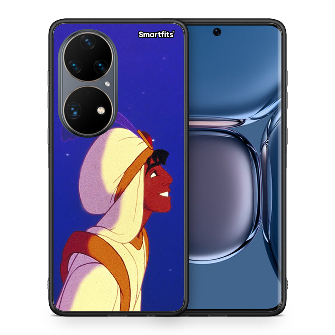 Θήκη Huawei P50 Pro Alladin And Jasmine Love 1 από τη Smartfits με σχέδιο στο πίσω μέρος και μαύρο περίβλημα | Huawei P50 Pro Alladin And Jasmine Love 1 case with colorful back and black bezels