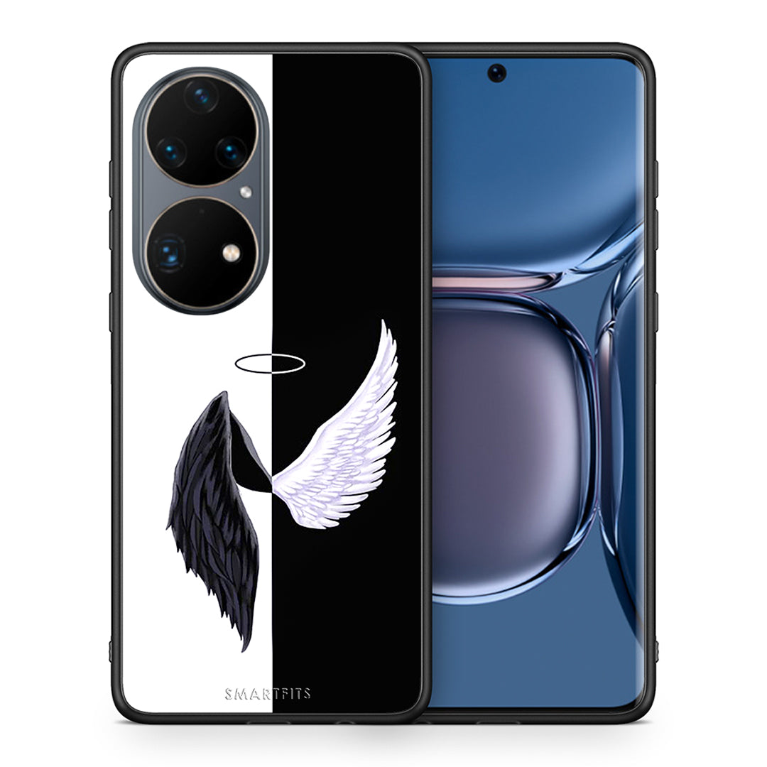 Θήκη Huawei P50 Pro Angels Demons από τη Smartfits με σχέδιο στο πίσω μέρος και μαύρο περίβλημα | Huawei P50 Pro Angels Demons case with colorful back and black bezels