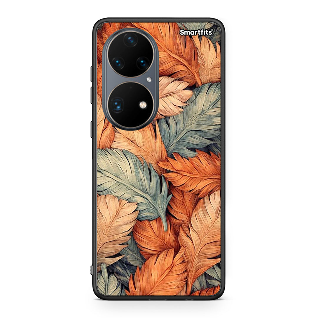 Huawei P50 Pro Autumn Leaves Θήκη από τη Smartfits με σχέδιο στο πίσω μέρος και μαύρο περίβλημα | Smartphone case with colorful back and black bezels by Smartfits