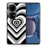 Thumbnail for Θήκη Huawei P50 Pro Black Hearts από τη Smartfits με σχέδιο στο πίσω μέρος και μαύρο περίβλημα | Huawei P50 Pro Black Hearts case with colorful back and black bezels