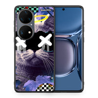 Thumbnail for Θήκη Huawei P50 Pro Cat Collage από τη Smartfits με σχέδιο στο πίσω μέρος και μαύρο περίβλημα | Huawei P50 Pro Cat Collage case with colorful back and black bezels