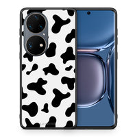 Thumbnail for Θήκη Huawei P50 Pro Cow Print από τη Smartfits με σχέδιο στο πίσω μέρος και μαύρο περίβλημα | Huawei P50 Pro Cow Print case with colorful back and black bezels