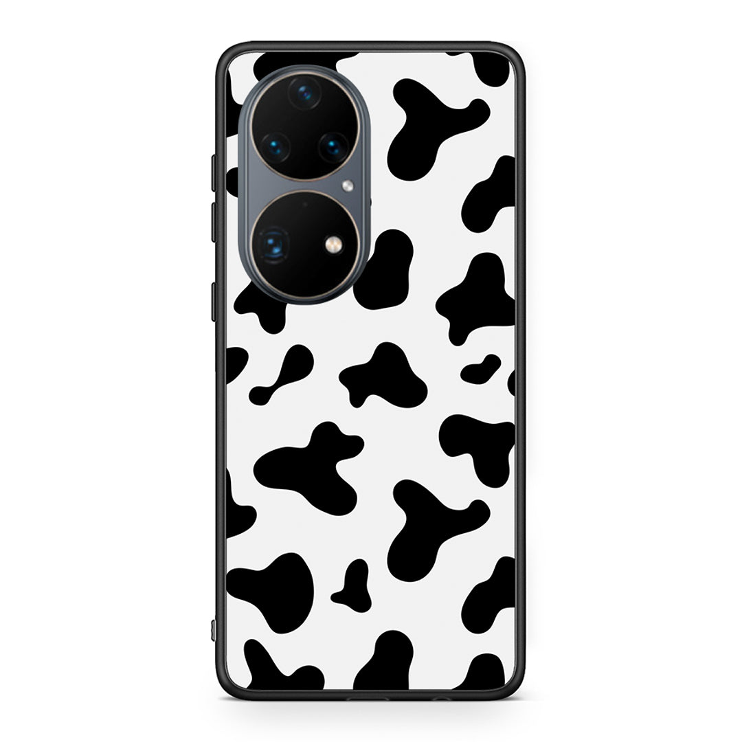 Huawei P50 Pro Cow Print θήκη από τη Smartfits με σχέδιο στο πίσω μέρος και μαύρο περίβλημα | Smartphone case with colorful back and black bezels by Smartfits