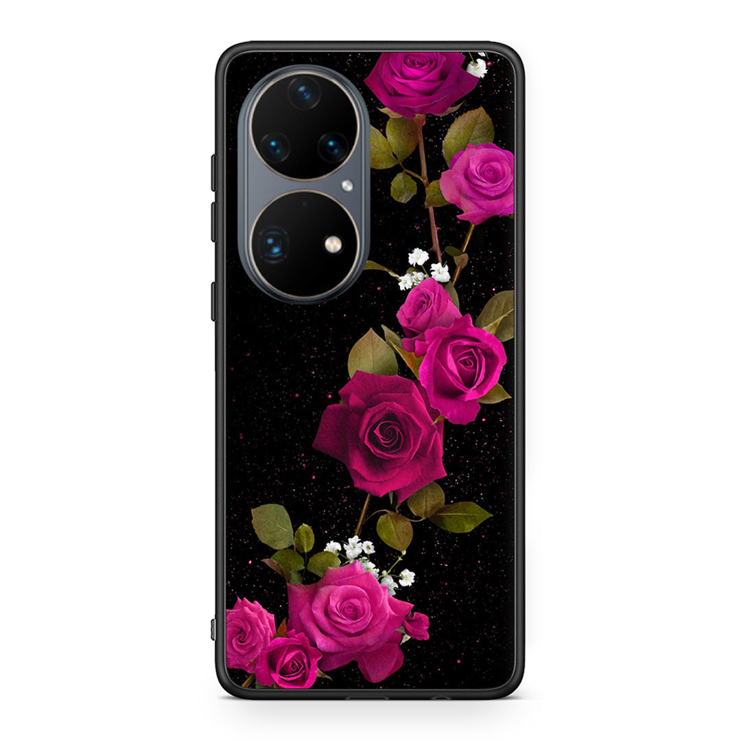 4 - Huawei P50 Pro Red Roses Flower case, cover, bumper