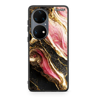 Thumbnail for Huawei P50 Pro Glamorous Pink Marble θήκη από τη Smartfits με σχέδιο στο πίσω μέρος και μαύρο περίβλημα | Smartphone case with colorful back and black bezels by Smartfits