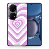 Thumbnail for Θήκη Huawei P50 Pro Lilac Hearts από τη Smartfits με σχέδιο στο πίσω μέρος και μαύρο περίβλημα | Huawei P50 Pro Lilac Hearts case with colorful back and black bezels