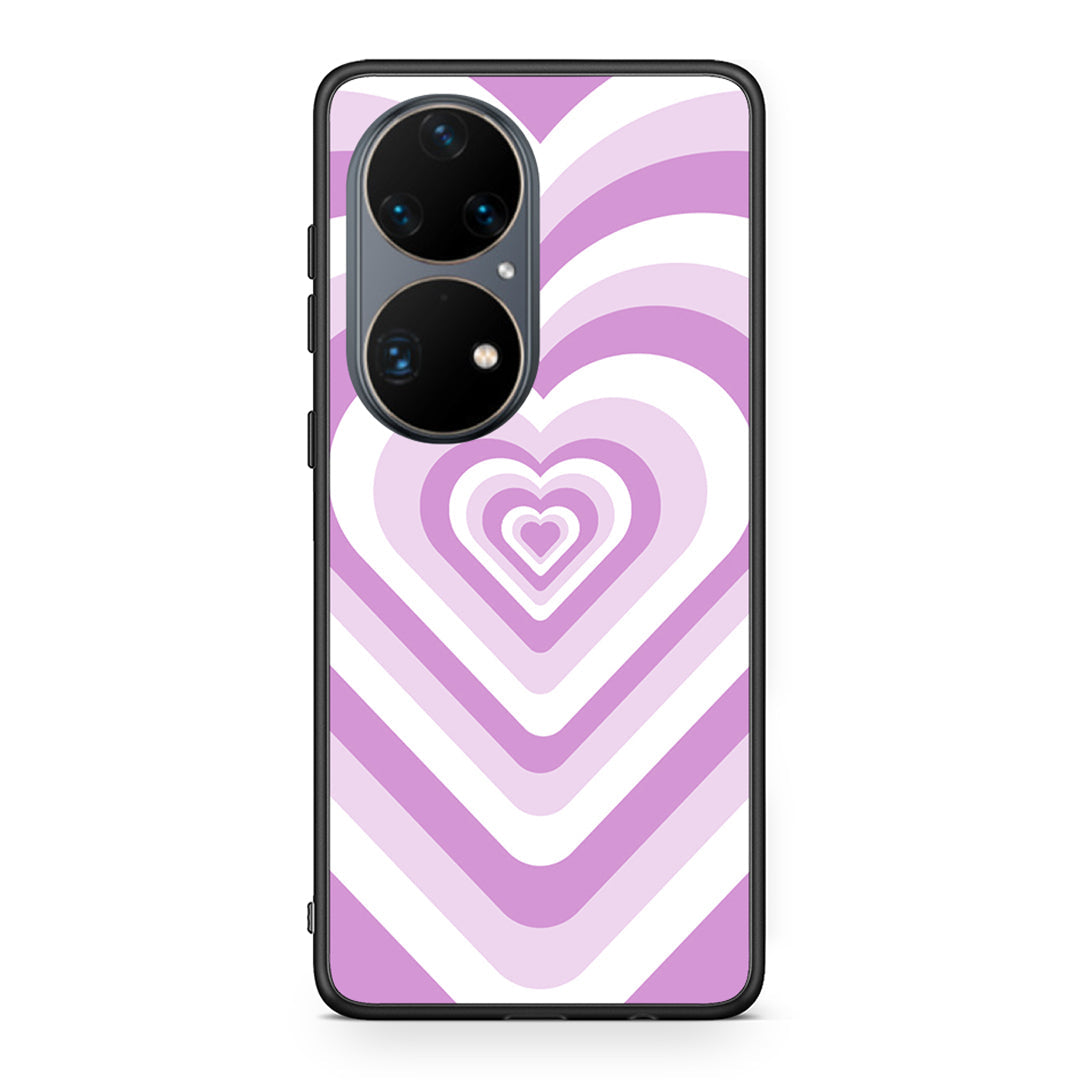 Huawei P50 Pro Lilac Hearts θήκη από τη Smartfits με σχέδιο στο πίσω μέρος και μαύρο περίβλημα | Smartphone case with colorful back and black bezels by Smartfits
