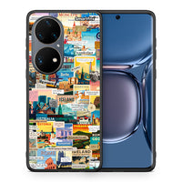 Thumbnail for Θήκη Huawei P50 Pro Live To Travel από τη Smartfits με σχέδιο στο πίσω μέρος και μαύρο περίβλημα | Huawei P50 Pro Live To Travel case with colorful back and black bezels