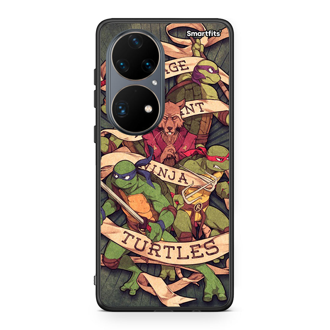 Huawei P50 Pro Ninja Turtles θήκη από τη Smartfits με σχέδιο στο πίσω μέρος και μαύρο περίβλημα | Smartphone case with colorful back and black bezels by Smartfits