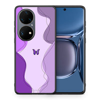 Thumbnail for Θήκη Αγίου Βαλεντίνου Huawei P50 Pro Purple Mariposa από τη Smartfits με σχέδιο στο πίσω μέρος και μαύρο περίβλημα | Huawei P50 Pro Purple Mariposa case with colorful back and black bezels