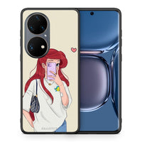 Thumbnail for Θήκη Huawei P50 Pro Walking Mermaid από τη Smartfits με σχέδιο στο πίσω μέρος και μαύρο περίβλημα | Huawei P50 Pro Walking Mermaid case with colorful back and black bezels
