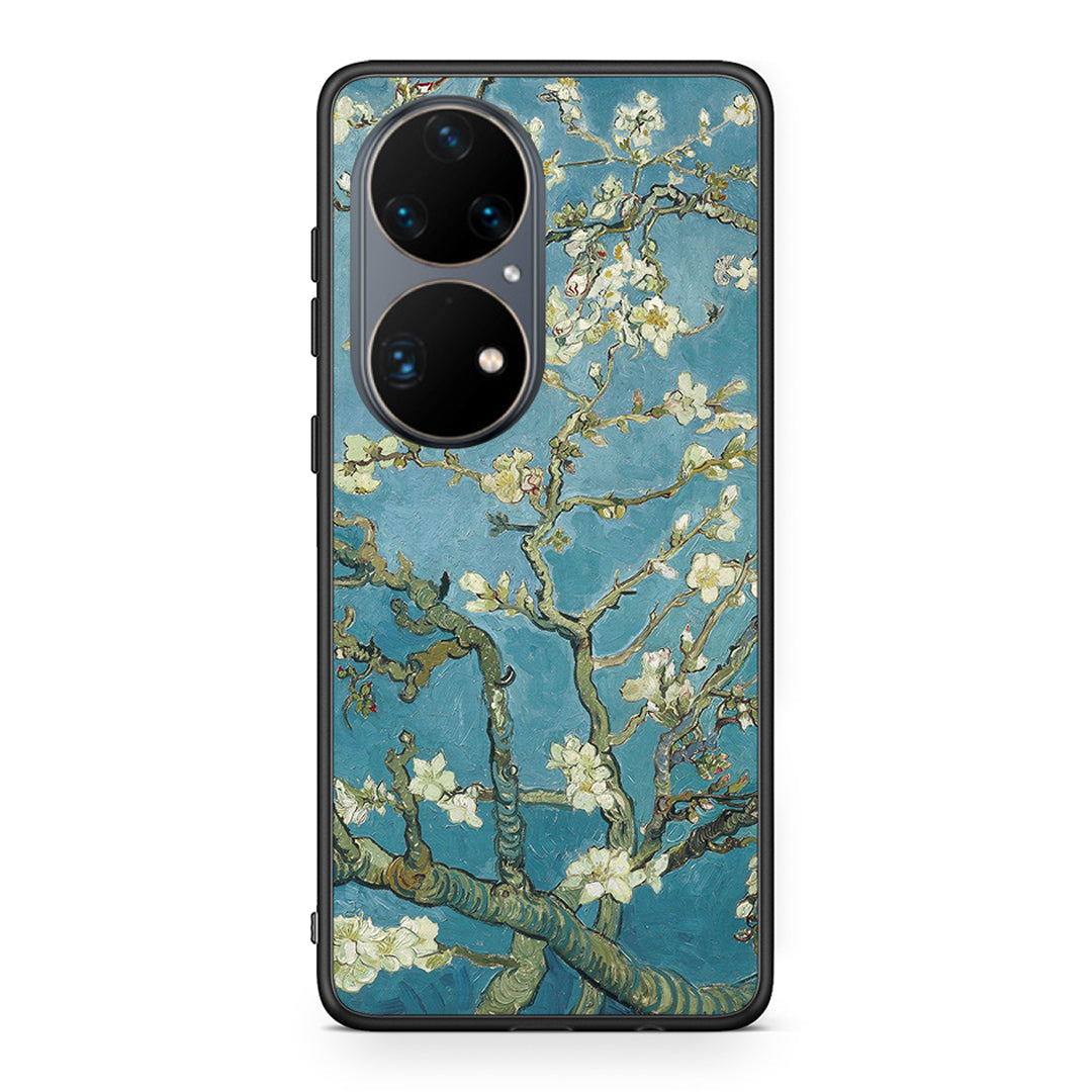 Huawei P50 Pro White Blossoms θήκη από τη Smartfits με σχέδιο στο πίσω μέρος και μαύρο περίβλημα | Smartphone case with colorful back and black bezels by Smartfits