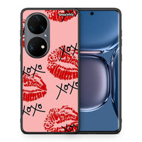 Thumbnail for Θήκη Huawei P50 Pro XOXO Lips από τη Smartfits με σχέδιο στο πίσω μέρος και μαύρο περίβλημα | Huawei P50 Pro XOXO Lips case with colorful back and black bezels