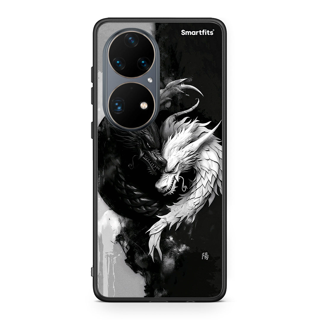 Huawei P50 Pro Yin Yang Θήκη από τη Smartfits με σχέδιο στο πίσω μέρος και μαύρο περίβλημα | Smartphone case with colorful back and black bezels by Smartfits