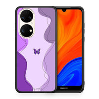 Thumbnail for Θήκη Αγίου Βαλεντίνου Huawei P50 Purple Mariposa από τη Smartfits με σχέδιο στο πίσω μέρος και μαύρο περίβλημα | Huawei P50 Purple Mariposa case with colorful back and black bezels