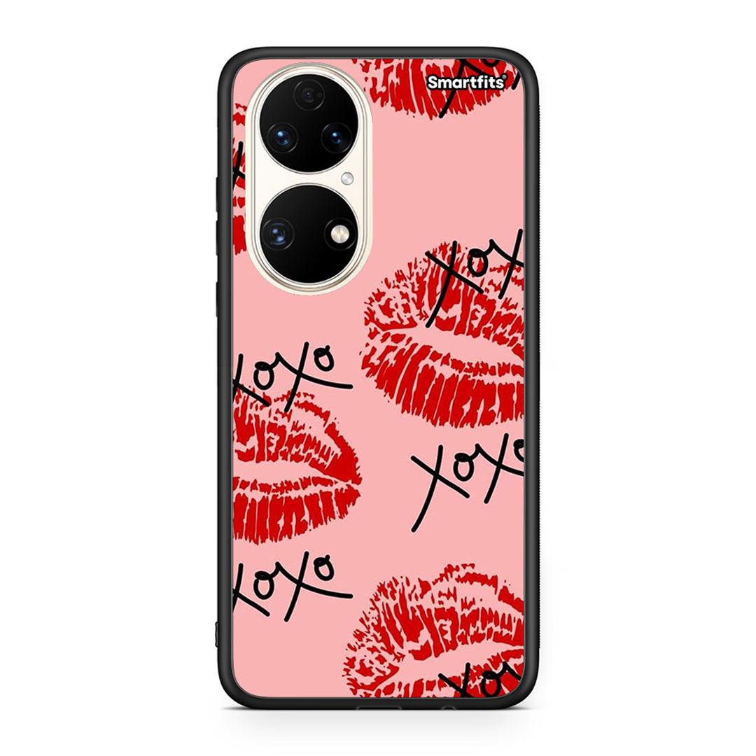 Huawei P50 XOXO Lips θήκη από τη Smartfits με σχέδιο στο πίσω μέρος και μαύρο περίβλημα | Smartphone case with colorful back and black bezels by Smartfits