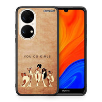 Thumbnail for Θήκη Huawei P50 You Go Girl από τη Smartfits με σχέδιο στο πίσω μέρος και μαύρο περίβλημα | Huawei P50 You Go Girl case with colorful back and black bezels