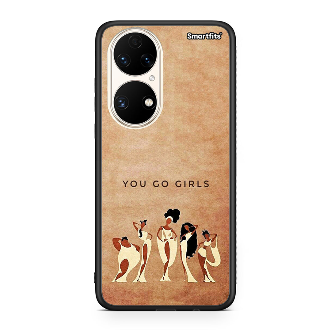 Huawei P50 You Go Girl θήκη από τη Smartfits με σχέδιο στο πίσω μέρος και μαύρο περίβλημα | Smartphone case with colorful back and black bezels by Smartfits