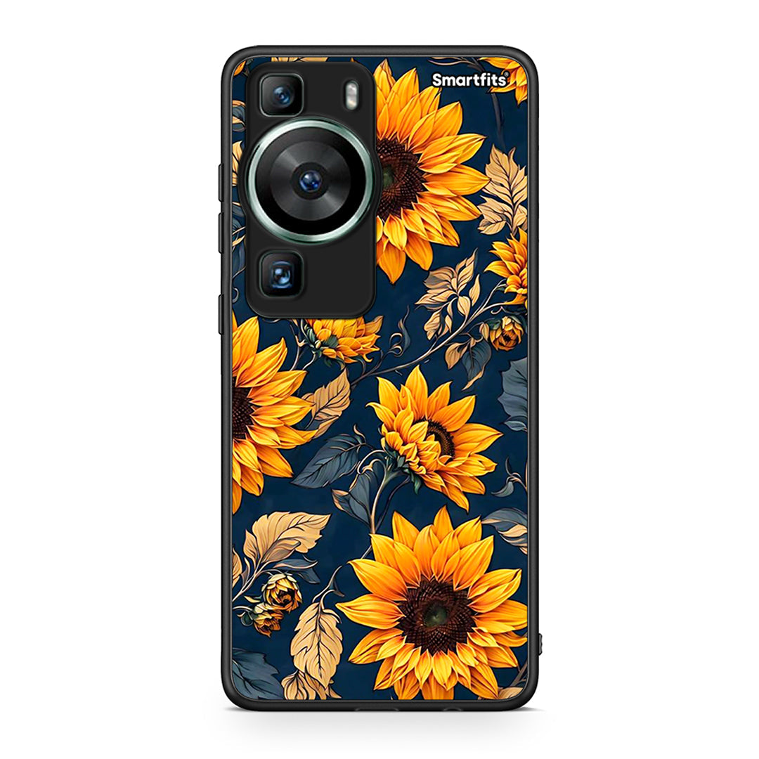 Θήκη Huawei P60 Autumn Sunflowers από τη Smartfits με σχέδιο στο πίσω μέρος και μαύρο περίβλημα | Huawei P60 Autumn Sunflowers Case with Colorful Back and Black Bezels