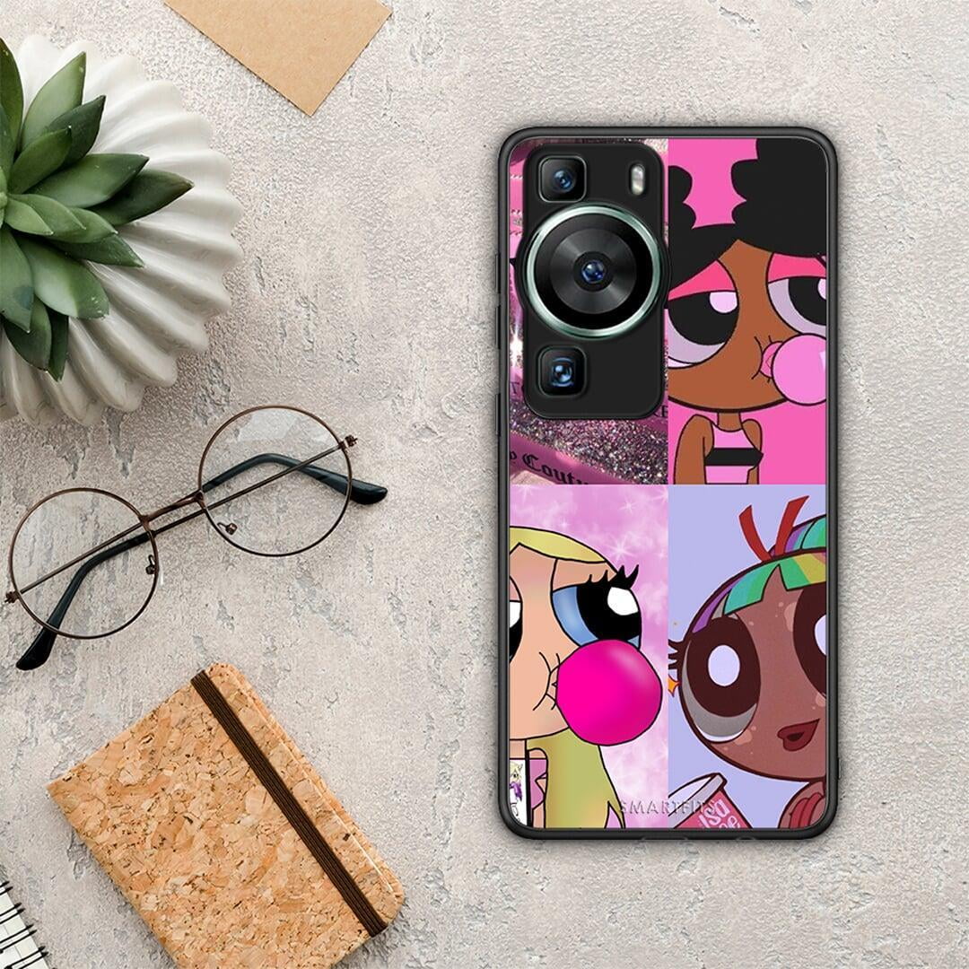 Θήκη Huawei P60 Bubble Girls από τη Smartfits με σχέδιο στο πίσω μέρος και μαύρο περίβλημα | Huawei P60 Bubble Girls Case with Colorful Back and Black Bezels