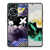 Thumbnail for Θήκη Huawei P60 Cat Collage από τη Smartfits με σχέδιο στο πίσω μέρος και μαύρο περίβλημα | Huawei P60 Cat Collage Case with Colorful Back and Black Bezels