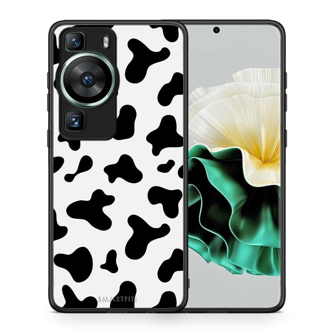 Θήκη Huawei P60 Cow Print από τη Smartfits με σχέδιο στο πίσω μέρος και μαύρο περίβλημα | Huawei P60 Cow Print Case with Colorful Back and Black Bezels