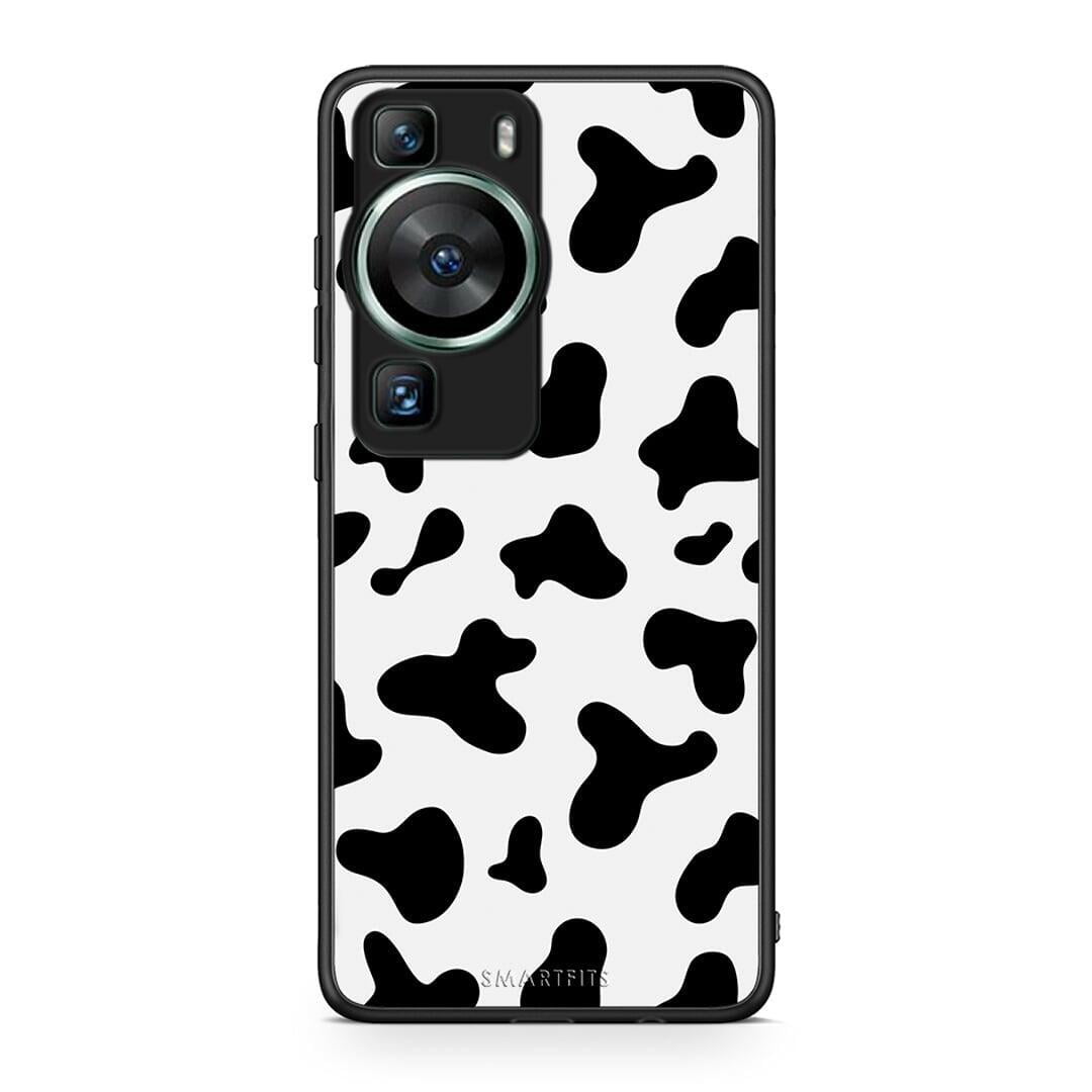 Θήκη Huawei P60 Cow Print από τη Smartfits με σχέδιο στο πίσω μέρος και μαύρο περίβλημα | Huawei P60 Cow Print Case with Colorful Back and Black Bezels