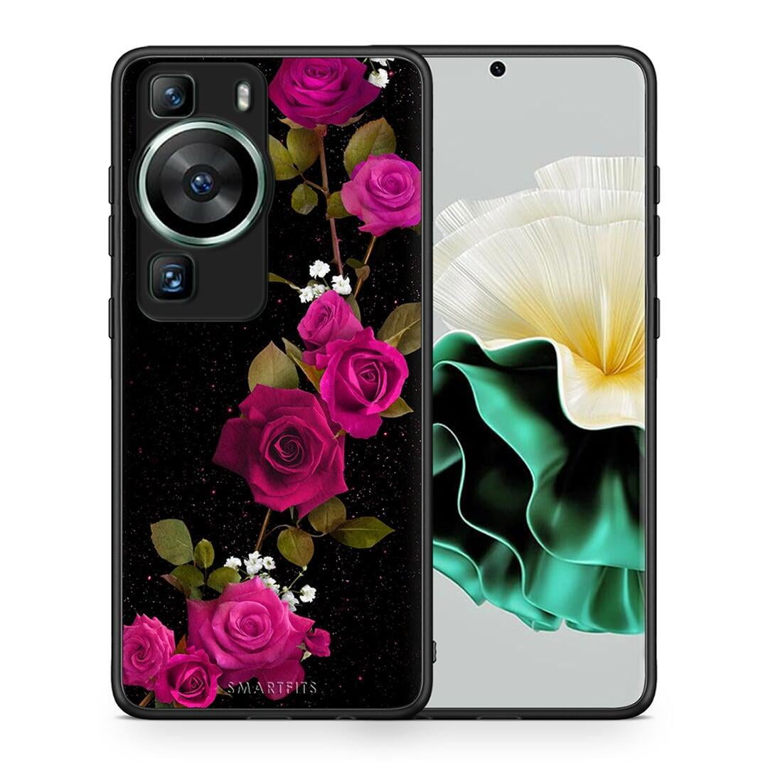 Θήκη Huawei P60 Flower Red Roses από τη Smartfits με σχέδιο στο πίσω μέρος και μαύρο περίβλημα | Huawei P60 Flower Red Roses Case with Colorful Back and Black Bezels