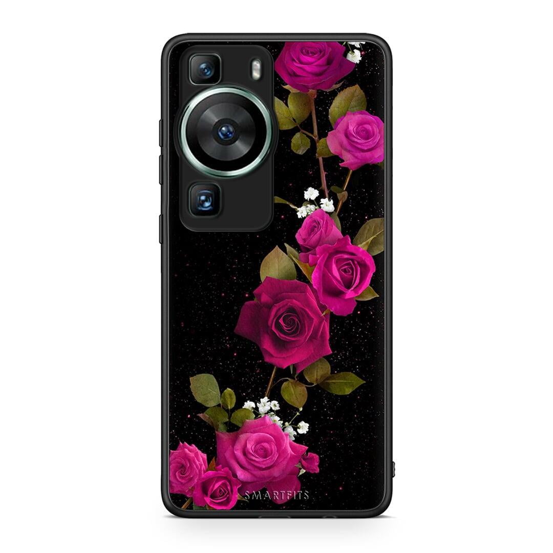 Θήκη Huawei P60 Flower Red Roses από τη Smartfits με σχέδιο στο πίσω μέρος και μαύρο περίβλημα | Huawei P60 Flower Red Roses Case with Colorful Back and Black Bezels