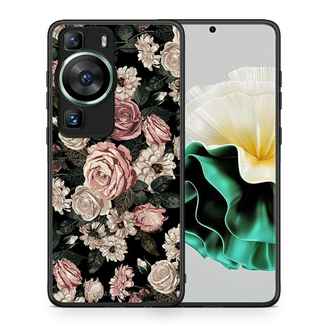 Θήκη Huawei P60 Flower Wild Roses από τη Smartfits με σχέδιο στο πίσω μέρος και μαύρο περίβλημα | Huawei P60 Flower Wild Roses Case with Colorful Back and Black Bezels