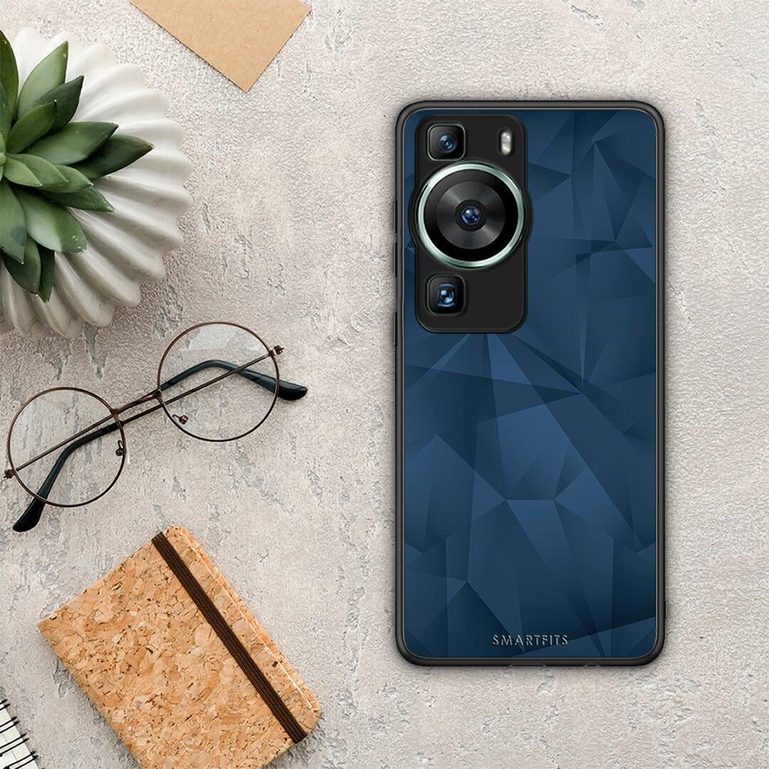 Θήκη Huawei P60 Geometric Blue Abstract από τη Smartfits με σχέδιο στο πίσω μέρος και μαύρο περίβλημα | Huawei P60 Geometric Blue Abstract Case with Colorful Back and Black Bezels