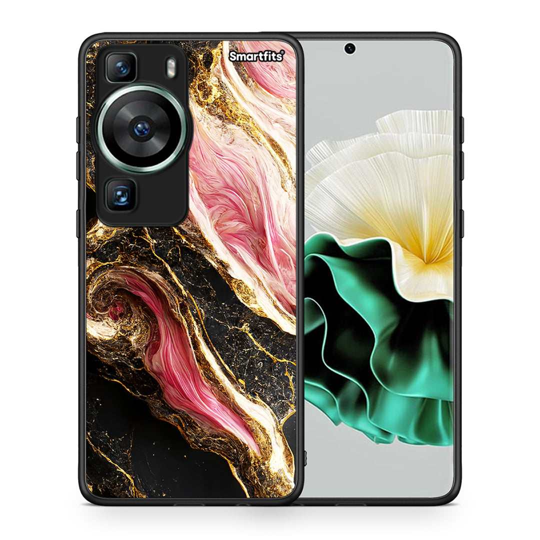Θήκη Huawei P60 Glamorous Pink Marble από τη Smartfits με σχέδιο στο πίσω μέρος και μαύρο περίβλημα | Huawei P60 Glamorous Pink Marble Case with Colorful Back and Black Bezels