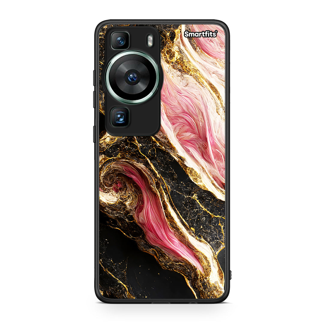Θήκη Huawei P60 Glamorous Pink Marble από τη Smartfits με σχέδιο στο πίσω μέρος και μαύρο περίβλημα | Huawei P60 Glamorous Pink Marble Case with Colorful Back and Black Bezels