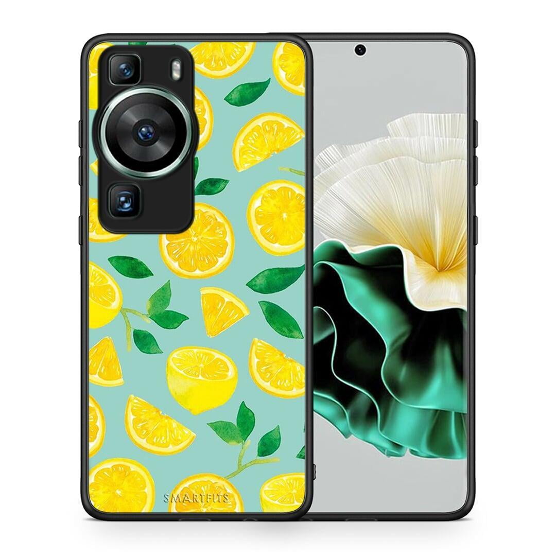 Θήκη Huawei P60 Lemons από τη Smartfits με σχέδιο στο πίσω μέρος και μαύρο περίβλημα | Huawei P60 Lemons Case with Colorful Back and Black Bezels