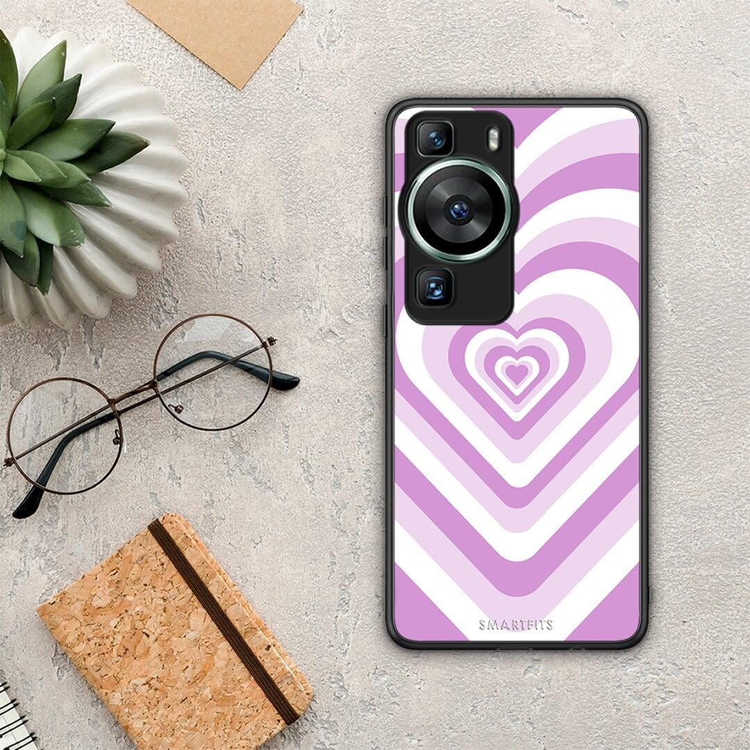 Θήκη Huawei P60 Lilac Hearts από τη Smartfits με σχέδιο στο πίσω μέρος και μαύρο περίβλημα | Huawei P60 Lilac Hearts Case with Colorful Back and Black Bezels